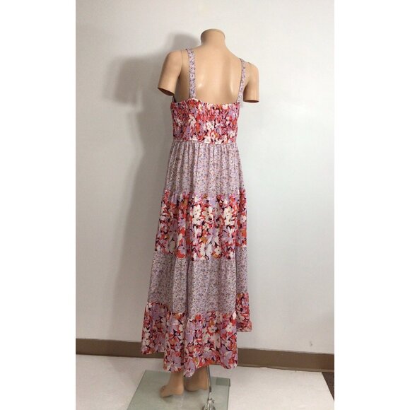 Floral Boho Tiered Maxi Dress Womens Large - Picture 3 of 10